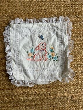 Vintage handstiched puppy dog pillow cover